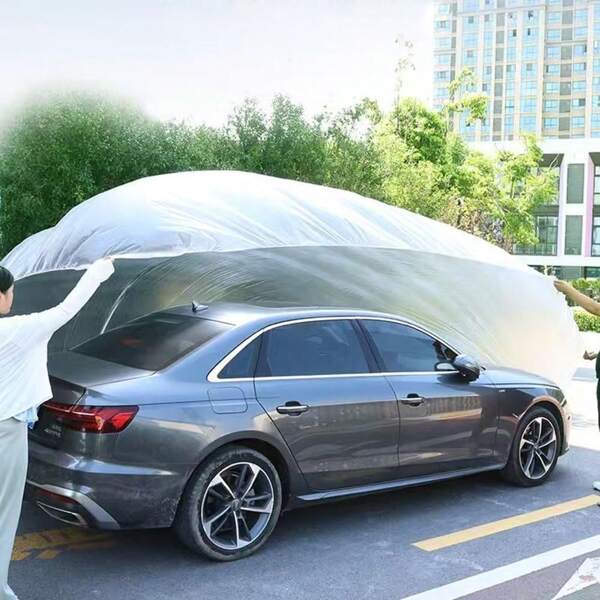 Lot de 3 housses de protection jetables pour voiture, en plastique transparent, universelles, anti-pluie et anti-poussière, avec élastiques, transparentes, adaptées à la pluie et à la neige (tailles S à XL)