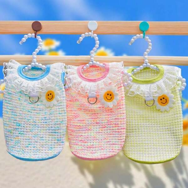 Ropa de primavera y verano para perros, gatos y mascotas, ropa con agujas elástica y transpirable, osito de peluche tejido, pantalones cortos para gatos