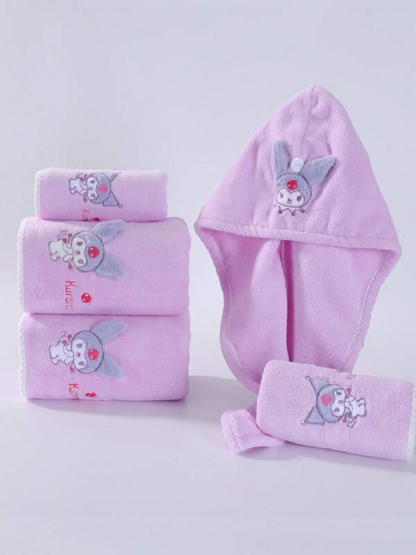 Sanrio 1pc Sanrio Cute Cartoon Character Hello Kitty Coral Fleece Soft Absorbent Quick Drying Non-Shedding Hand Towel/Bath Towel Bathroom Essentials, Face Towel Size 34*75CM, Bath Towel Size 70*140CM Bathroom Decor Summer Back To School For Beauty Salon Home Bathroom