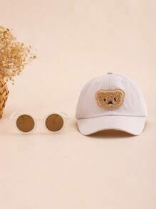 2pcs Plush Teddy Bear Children Sunglasses & Cap Set, Baseball Cap With Adjustable Snap, Breathable Lightweight Sweatabsorbent, Minimalist Cute Design, Suitable For Daily, Vacation, Outdoor Walking, Gift