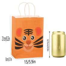 24/1 Set Forest Tiger, Bear, Lion, Leopard Animal Kraft Paper Gift Bags, Birthday Party Favor Bags With Handles
