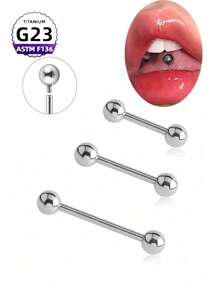1 pieza Piercing de lengua de aleación de titanio de grado implantable G23 F136 con rosca interna, joyería de perforación para uso diario tanto para hombres como para mujeres