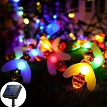 1 Peça Luzes de Corda de Abelha Solar, 20/30/50 LED, Luzes de Corda Impermeáveis para Uso Externo, Luzes de Guirlanda de Jardim a LED, Decoração de Jardim Solar, Luzes Solares Impermeáveis para Pátio, Luzes de Fada Solares para Decoração de Jardim, Quintal, Varanda, Casamento e Festa