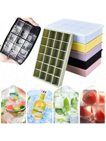 15/24-Cavity Silicone Ice Cube Trays - Classic Multi-Color Ice Cube Molds For Freezing Cocktails, Drinks, Ice Balls, Suitable For Refrigerator, Bartending, Chocolate, Beverages, Juice, Home Kitchen, Perfect Gift For Mother's Day, Father's Day, Birthdays, And Various Gatherings