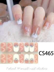 Conjunto de 14 adesivos de gel para unhas, sem necessidade de assar, com glitter, borboletas, arco-íris, flores e corações. Adesivos para unhas com cobertura total. Adesivos coloridos para unhas, ideais para salão de beleza. - Follow Your Heart - Ver 12