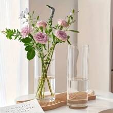 1 pièce Vase cylindrique en acrylique, vase à fleurs transparent de style contemporain pour fleurs fraîches, plantes hydroponiques, décoration de la maison ou du mariage, centre de table de restaurant - durable et incassable