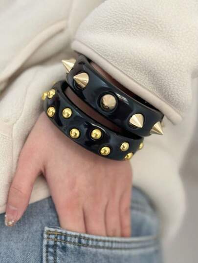 1pc Punk Niche Unique Rivet Rock Music Festival Bracelet Accessory