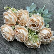 Elegant 9-Head Artificial Rose Bouquet - Realistic Silk Flowers, Perfect For Weddings, Home Decor & Special Occasions (Valentine's, Halloween, Christmas, Easter, Thanksgiving) - No Vase Included - For Flower Lovers & Home Decor Enthusiasts - Ideal Gift For Anniversaries, Birthdays & Housewarming