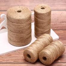 2mm 200M/100M Natural Vintage Jute Rope Twine Roll Yarn Sewing Crafts Jute Cord Thread Wedding Gift Wrap Ribbon Bows Handmade DIY Party Christmas Decoration