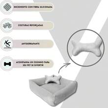 Square Pet Bed With Plush Bone For Small And Medium Sizes, Non-Slip - 淺灰色 - 查看 2