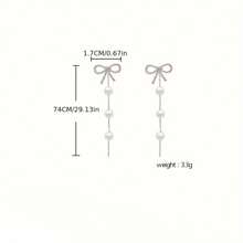 Par de pendientes de perlas con borlas en forma de lazo para mujer, pendientes de lujo con cierre, pendientes de clip para fiesta, boda, joyería nupcial, regalo