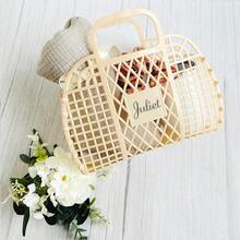 Customized Name Jelly Storage Basket - Pastel Color Plastic Handheld Storage Box, Suitable For Bathroom, Travel, Shower | Personalized Gift, Flower Girl Tote Bag, Fashionable Home Decor, Floral Pattern, Unique Autumn - Multicolor - View 4