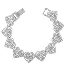 1 Stück/4 Stücke Hiphop Armband für Herren und Damen, rundes oder quadratisches Herz mit voll besetzten Strass, mehrlagige Ketten-Armband Set in Gold und Silber, funkelnde Eisenkette Metall Miami Armband Schmuck zum Valentinstag