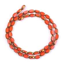 Approx. 45pcs Faceted Oval Crystal Beads With Golden Edge, 4x7mm, Multicolor, Fashion Casual Versatile, Red Color, Handmade DIY Beading, Spacer Beads For Bracelet Necklace Jewelry Making, Wholesale Craft Supplies