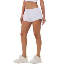 Women's Low-Rise Workout Shorts - Lightweight Quick-Dry Athletic Shorts With Zip Pocket, Built-In Liner For Running, Yoga, Gym - 白色 - 查看 4