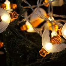 1 Peça Luzes de Corda de Abelha Solar, 20/30/50 LED, Luzes de Corda Impermeáveis para Uso Externo, Luzes de Guirlanda de Jardim a LED, Decoração de Jardim Solar, Luzes Solares Impermeáveis para Pátio, Luzes de Fada Solares para Decoração de Jardim, Quintal, Varanda, Casamento e Festa