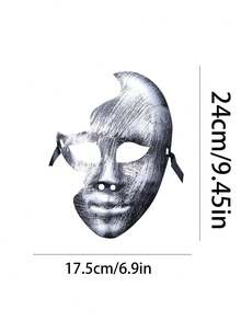 1pc Retro Gold & Silver Rhinestone Half Face Mask, Masquerade Ball/Halloween Party Mask - A - View 7