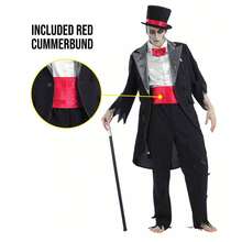 Morph Costumes Spooky Corpse Groom Halloween Costume For Men - Scary Zombie Fancy Dress Outfit With Jacket, Trousers, Bow Tie & Top Hat - Multicolor - View 5