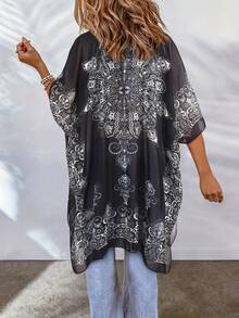 Plus Size Women's Printed Kimono Vacation