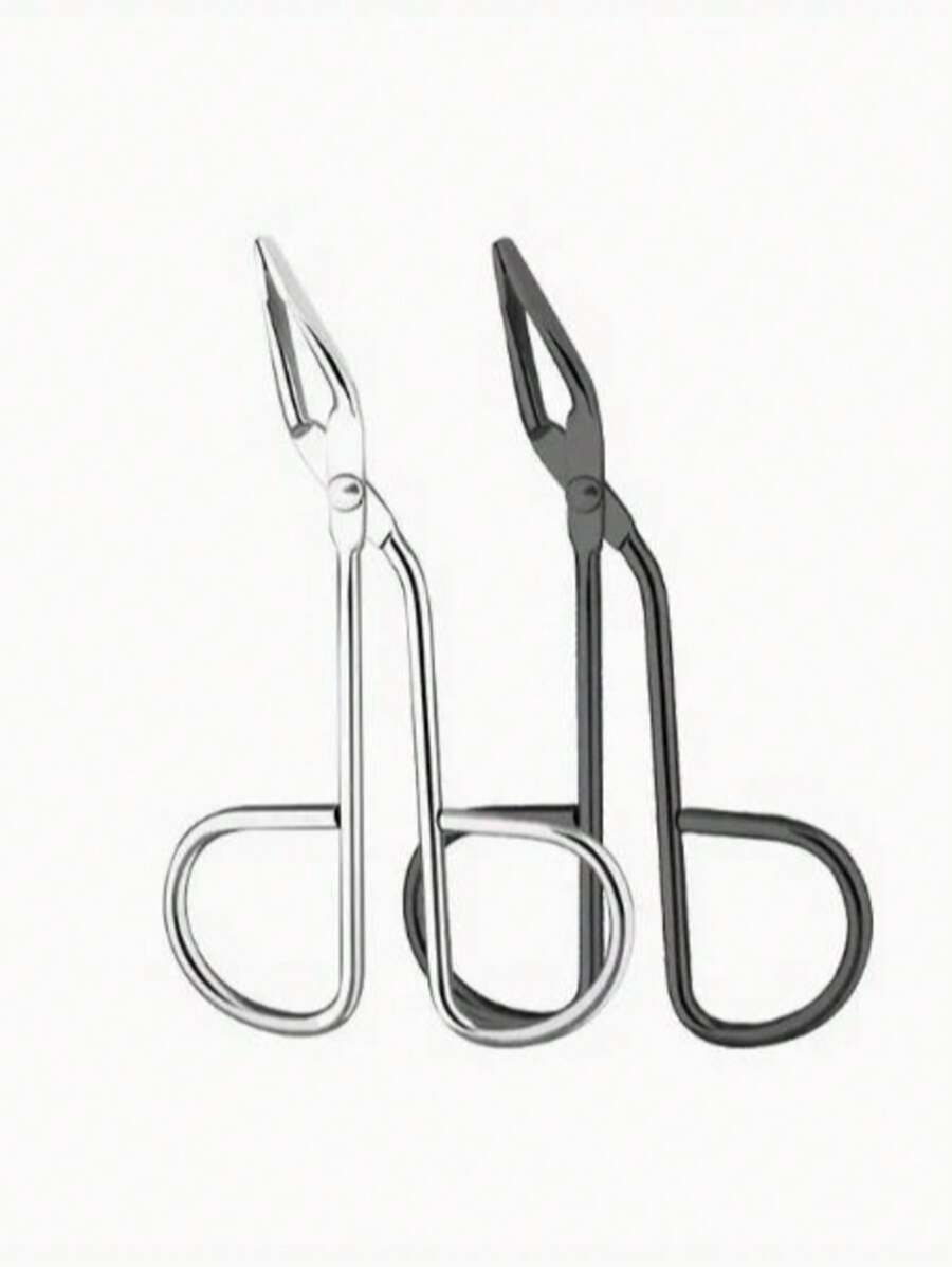 1/2PCS Alloy Curved Eyebrow Tweezers, Scissors And Tweezers Facial Hair Eyebrow Removal Tool, Suitable For Both Men And Women