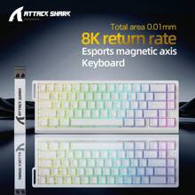 ATTACK SHARK X68 HE 8000Hz Rapid Trigger Keyboard, 0.01mm RT Accuracy Wired Gaming Keyboard With Magnetic Switch, Adjustable Actuation, Rapid Trigger, Snap Tap, RGB Lighting For PC