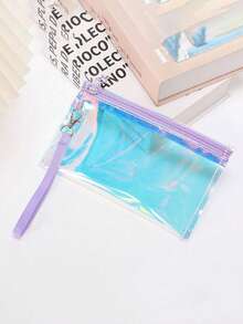 1/2 pezzi/set Grande borsa trasparente con laser per la spiaggia per donne, borsa da spiaggia impermeabile e a prova di sabbia con cerniera e tasca trasparente con laser, per vacanza, vacanze, viaggio, spiaggia, piscina, crociera, battello, regalo di compleanno, regalo per feste - Multicolore - Visualizzare 4