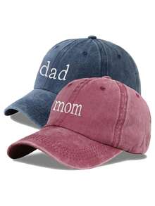 2pcs "Dad Mom" Unisex Couple Baseball Caps, Suitable For Spring, Summer, Autumn, Winter, Gift For Parents,Beach,Holiday - Multicolor - View 22