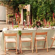 4/6/10/12 piezas Mantel rectangular blanco de 147 x 259,08 cm, mantel de poliéster que se ajusta a mesas rectangulares de 8 pies, resistente a las arrugas y lavable, adecuado para bodas, cenas, fiestas y camping - blanco marfil - Ver 6