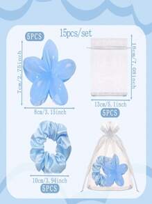 3pcs/15pcs/Set Bridal Shower Gifts, Bridesmaid Hairband Proposal Gifts, Including Flower Claw Clips, Satin Hairbands, Organza Bags, Suitable For Weddings, Proposals, Birthdays, Bachelorette Parties, And Anniversary Gifts