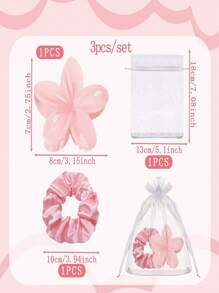 3pcs/15pcs/Set Bridal Shower Gifts, Bridesmaid Hairband Proposal Gifts, Including Flower Claw Clips, Satin Hairbands, Organza Bags, Suitable For Weddings, Proposals, Birthdays, Bachelorette Parties, And Anniversary Gifts