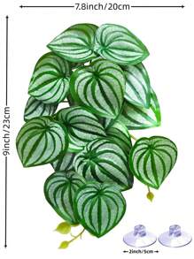 Reptile Plants For Terrariums, Amphibian Habitat Decorations, Artificial Hanging Plants With Suction Cups, Artificial Plants For Gecko Color-Changing Dragon Snake Turtle Tank Accessories