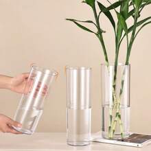 1 pièce Vase cylindrique en acrylique, vase à fleurs transparent de style contemporain pour fleurs fraîches, plantes hydroponiques, décoration de la maison ou du mariage, centre de table de restaurant - durable et incassable