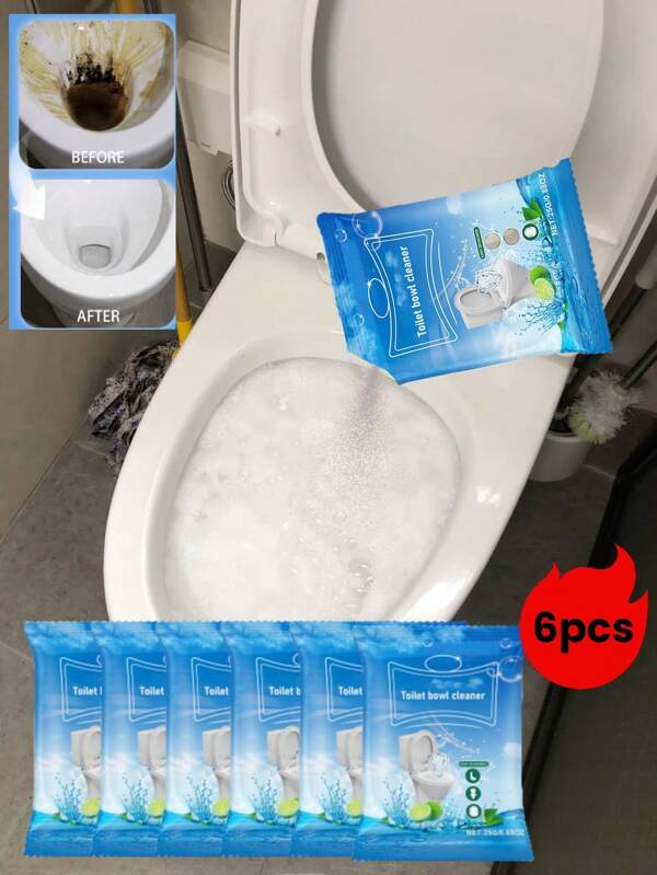 6 unidades de 180 g de pó de limpeza para vasos sanitários. É um pó de limpeza para vasos sanitários, um pó de limpeza doméstico que pode remover sujeira, manchas de urina e odores, além de ser um pó de limpeza espumante.