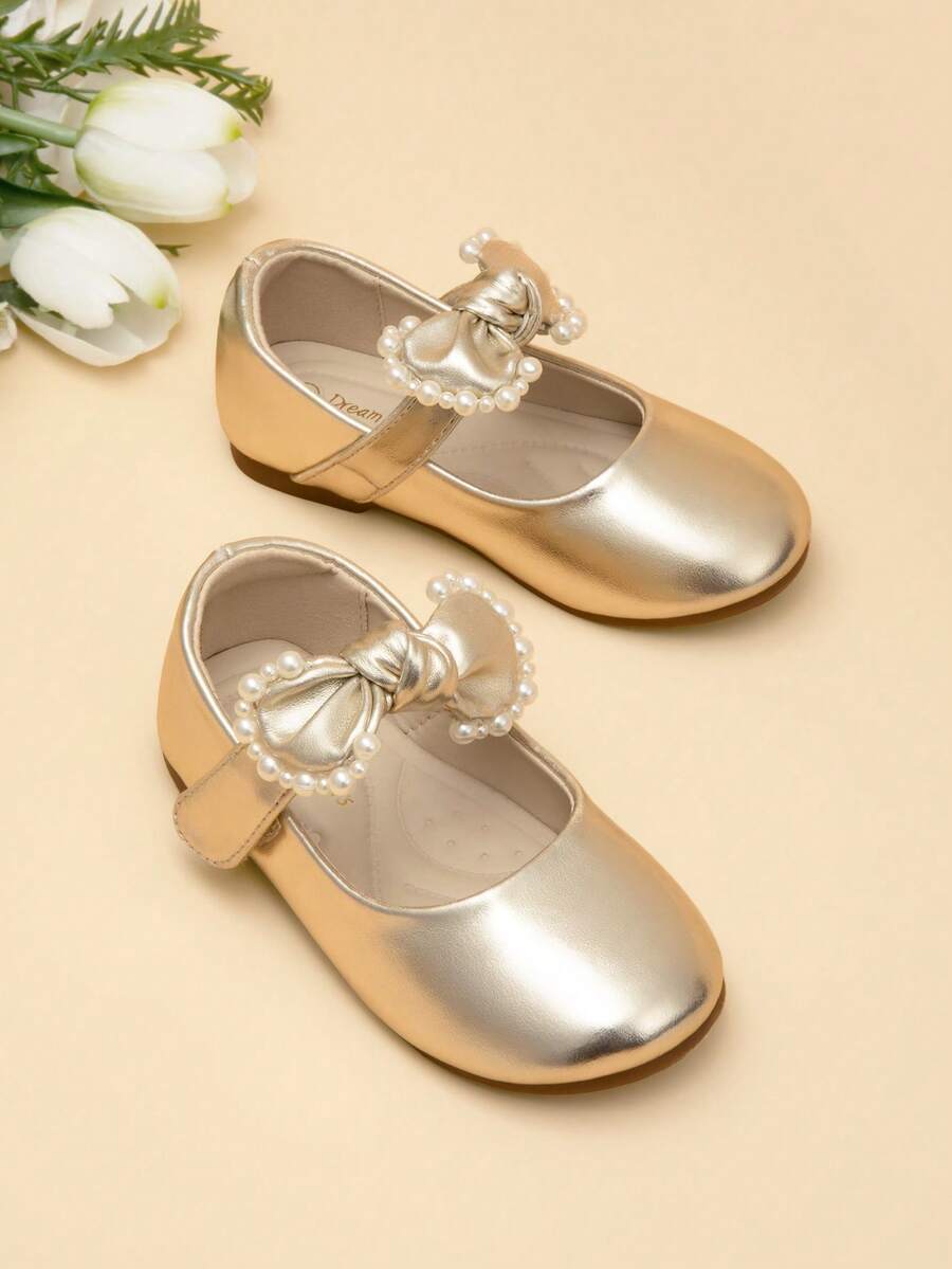 Toddler Girls Dress Shoes Little Girls Mary Janes Ballet Flats - Vàng - Xem 1