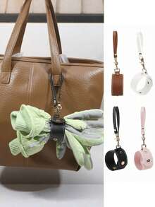 1Pc/2Pcs Portable Multifunctional Luggage And Bag Pendant Storage Faux Leather Glove Holder Clip Travel Accessory Clip - Stylish Metal Keyring For Hat, Scarves & Gloves, Easy-To-Install, Perfect For Travel & Cycling, Utility Hooks, Hand Glove Organizer For Outdoor Labor Protection, Sweat Towel Storage Accessory With Waist Hanging Design - Multicolor - View 2