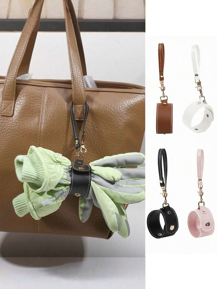 1Pc/2Pcs Portable Multifunctional Luggage And Bag Pendant Storage Faux Leather Glove Holder Clip Travel Accessory Clip - Stylish Metal Keyring For Hat, Scarves & Gloves, Easy-To-Install, Perfect For Travel & Cycling, Utility Hooks, Hand Glove Organizer For Outdoor Labor Protection, Sweat Towel Storage Accessory With Waist Hanging Design