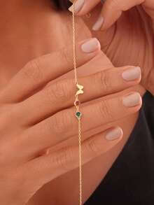 1pc Custom Multi Birth Stone Butterfly Stainless Steel Bracelet Anklet, 18K Gold-Plated Anti Fading Adjustable Anklets, Personalized Memorial Jewelry, Party Beach Vacation Accessories, Gift For Mom/Best Friend - Stainless Steel - View 13