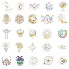 50张金色贴纸，非全息太阳贴纸，太空贴纸，美学贴纸，天文贴纸，行星贴纸，星空贴纸，透明贴纸，防水乙烯基贴纸，适用于水瓶、笔记本电脑、手机、滑板、剪贴簿、日记本、礼品 - 彩色 - 查看 4