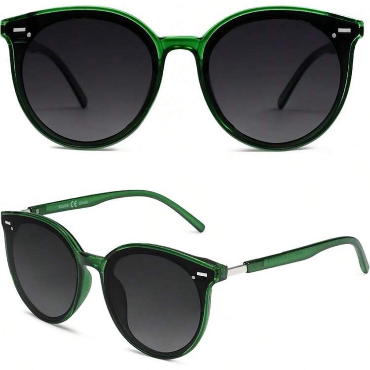 Gafas de sol para mujer moda 2025 clásico redondo Retro Vintage tonos grandes Sunnies SJ2067 - Verde - Añade 3