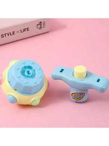 1pc/3pcs Cute Cartoon Lotus Flower Glowing Spinning Top Toys, Multiple Designs - Multicolor - View 3