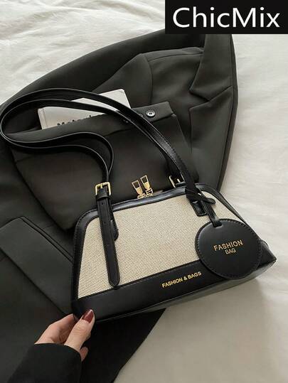 时尚撞色拼接贝壳女包优雅单肩包，适合购物、钱包、逛街、年轻女性、大学生、新人、白领人士。非常适合办公室、大学、工作、商务、通勤、户外活动、旅行和郊游。