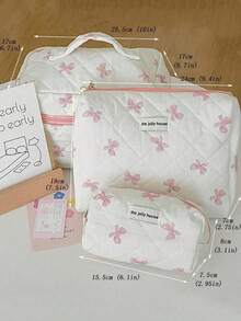 3pcs/Set Pink Bow Pattern Cosmetic Bag, Lightweight Zipper Makeup Organizer Bag, Sweet Style Multi-Function Toiletry Storage Box, Mother's Day Gift, Best Friend Gift, Teacher Gift. Cosmetic Bag, Makeup Organizer Box, Makeup Bag, Makeup Storage, Jewelry Storage, Lip Gloss Storage, Nail Polish Storage, Makeup Case, Makeup Storage Box, Makeup Organizer, Makeup Storage, Makeup Pouch, Makeup Pouch - Multicolor - View 16