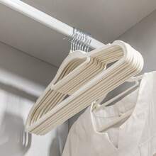 10pcs High Quality Flocked Hangers, Slip-Proof, Thin, Dry/Wet Use, Closet Organizer, Home Storage, Green, Beige, And Pink Colors, Essential Summer Home Items