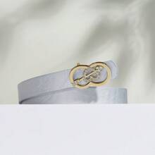 Elegant Zinc Alloy Buckle With Silver-White Color, Solid Color PU Leather Belt, Suitable For Various Occasions: Bohemian Casual, Cute Sexy Street, Party, Business, Fashion Versatile Outfit, Spring/Summer