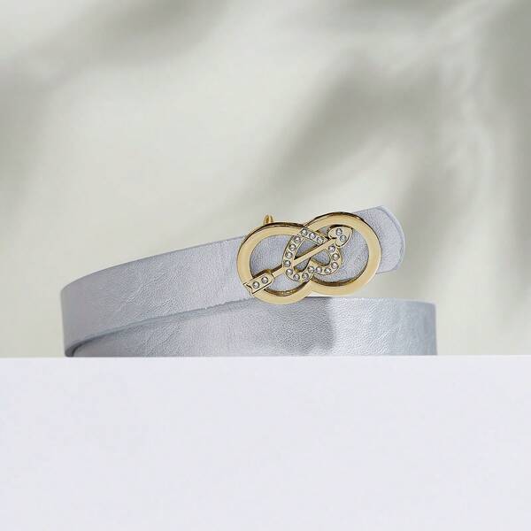 Elegant Zinc Alloy Buckle With Silver-White Color, Solid Color PU Leather Belt, Suitable For Various Occasions: Bohemian Casual, Cute Sexy Street, Party, Business, Fashion Versatile Outfit, Spring/Summer