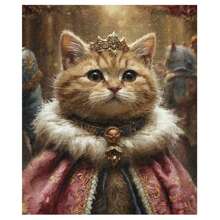 1 Pc Optional Frame Posters Wall Arts Animals Renaissance Royal Pet Portrait Photo Poster Funny Animal Wear Crown Canvas Painting Wall Art For Living Room Home Decor Mural ,Wall Art With Frame