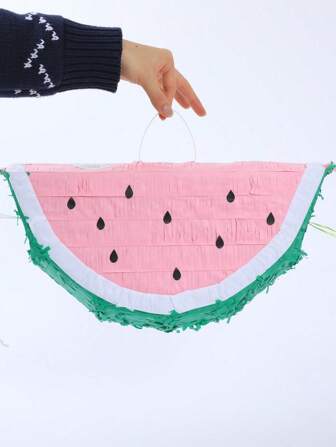 1 pieza Piñata con forma de sandía plegable y adorable para decoración de vacaciones, caja de regalo de caramelos, accesorio de fiesta