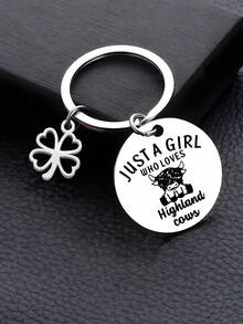 1pc Charming Stainless Steel Highland Cow Keychain, Perfect Gift For Farmers And Animal Lovers Car Accessories Bag Charm School Cute Goth Y2k - Multicolor - View 9