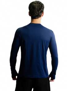 Men's Polyamide Shirt UV+50 Sun Protection Thermal Second Skin Long Sleeve - Màu xanh hải quân - Xem 5