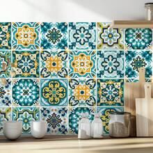 30 buc. Autocolante din vinil pentru faianță, model boho floral, 4x4" - finisaj mat, autocolante pentru pereți de bucătărie și baie, trepte de scări - autocolante personalizate ușor de aplicat pentru decorul casei